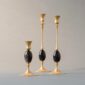 E.R. Butler Satin Gold Candlesticks with Buffalo Horn