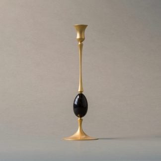 E.R. Butler Satin Gold Candlestick with Buffalo Horn
