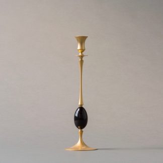 E.R. Butler Satin Gold Candlestick with Buffalo Horn