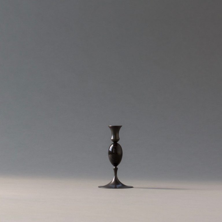 E.R. Butler Oxidized Bronze Candlestick with Buffalo Horn E.R. Butler Oxidized Bronze Candlestick with Buffalo Horn
