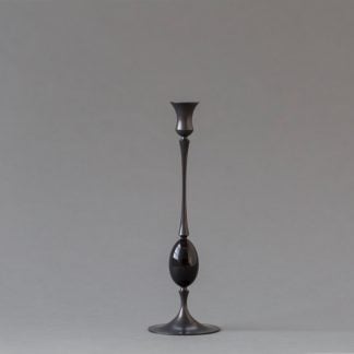 E.R. Butler Oxidized Bronze Candlestick with Buffalo Horn