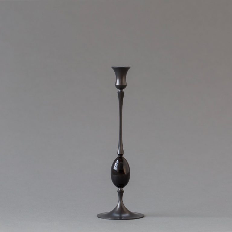 E.R. Butler Oxidized Bronze Candlestick with Buffalo Horn E.R. Butler Oxidized Bronze Candlestick with Buffalo Horn
