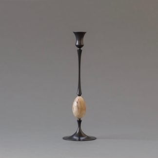 E.R. Butler Oxidized Bronze Candlestick with Ox Horn
