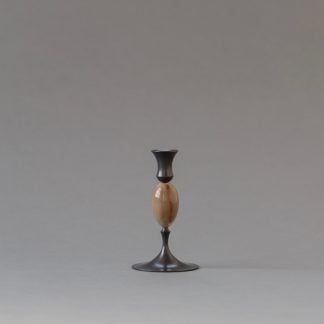 E.R. Butler Oxidized Bronze Candlestick with Ox Horn