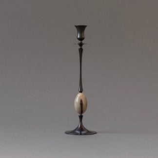 E.R. Butler Oxidized Bronze Candlestick with Ox Horn