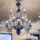 Saint-Louis Crystal Arlequin 12-Light Chandelier Sky Blue and Dark Blue