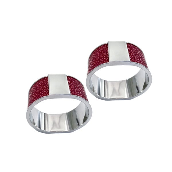 Giobagnara Lux Napkin Ring Palladium Shagreen Bordeaux R17