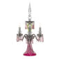 Saint-Louis Crystal Arlequin Three-Light Electric Candelabra Amethyst and Chartreuse