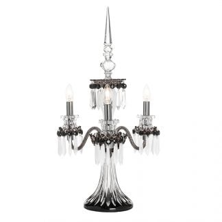 Saint-Louis Crystal Arlequin Three-Light Electric Candelabra Black and Clear