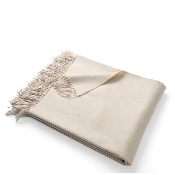 Masserano Biella Beige and White Fringe Throw Masserano Biella Beige and White Fringe Throw