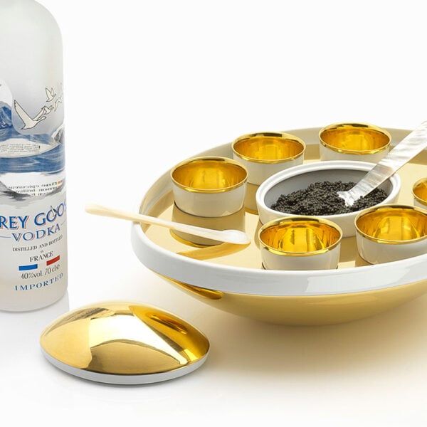 Augarten Caviar Service 24k Gold Close Up Augarten Caviar Service 24k Gold Close Up
