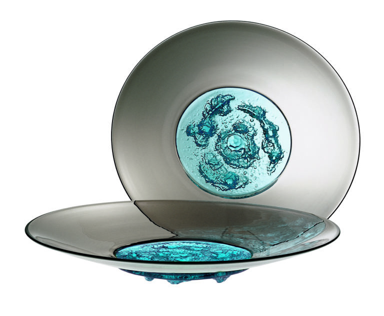 Venini Piatto di Tapio Gray/Aquamarine Mood