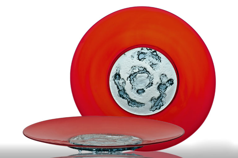 Venini Piatto di Tapio Red/Aquamarine Mood
