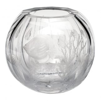 Moser Hand Cut Clear Globe Vase