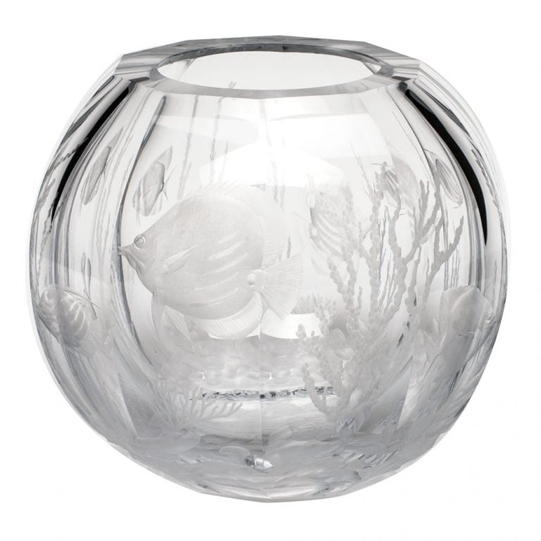 Moser Hand Cut Clear Globe Vase