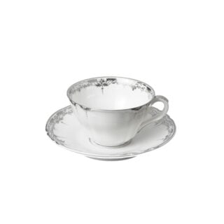 Nymphenburg Brokat Platinum Tea Cup and Saucer