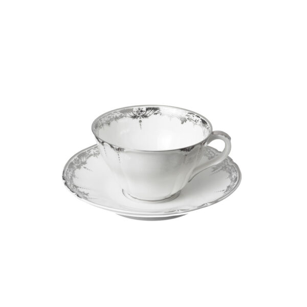 Nymphenburg Brokat Platinum Tea Cup and Saucer Nymphenburg Brokat Platinum Tea Cup and Saucer
