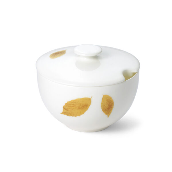 Dibbern Gold Leaf Sugar Bowl with Lid