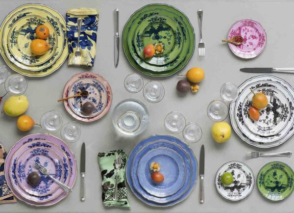 Ginori 1735 Oriente Italiano assorted dinnerware set on table | Kneen & Co