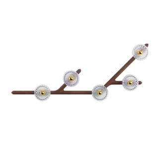 5lights45°woodbrownFace Saint-Louis Folia Five Light 45° Dark Ash Pendant