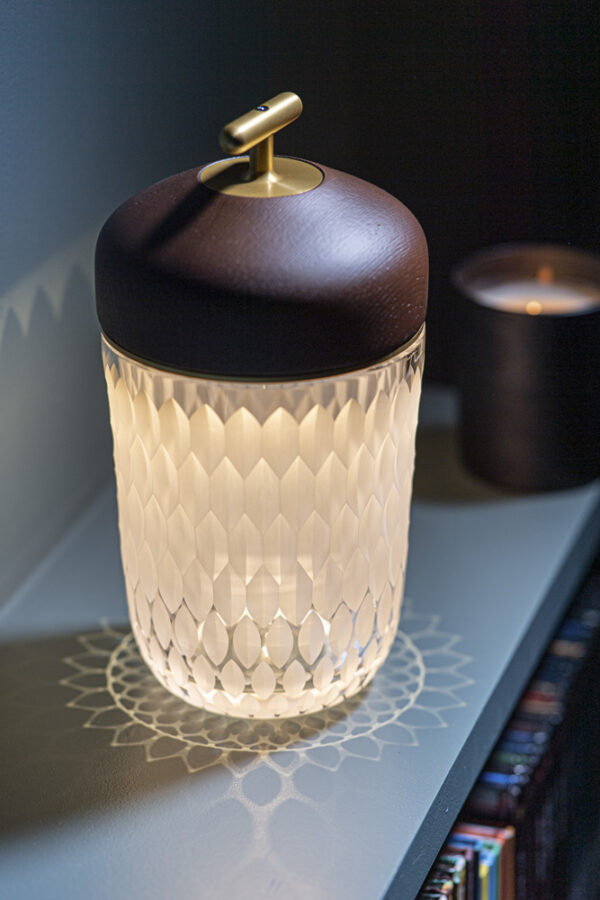 Saint-Louis Folia Portable Lamp Dark Wood Satin Crystal