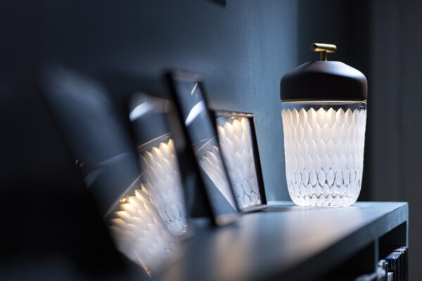 Saint-Louis Folia Portable Lamp Dark Wood Satin Crystal