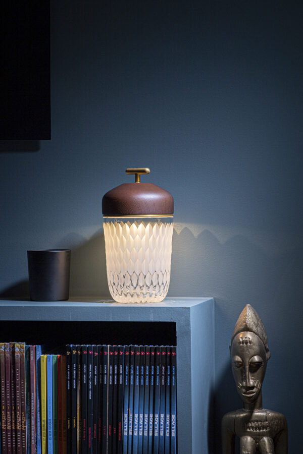 Saint-Louis Folia Portable Lamp Dark Wood Satin Crystal