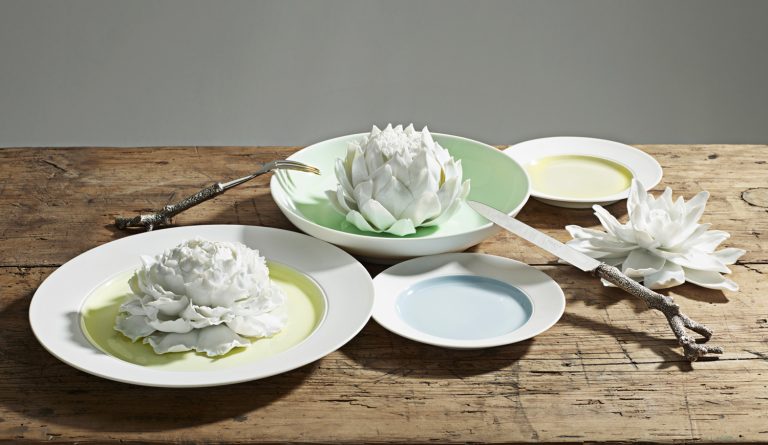 Nymphenburg Lotos on high-end table at Kneen & Co.