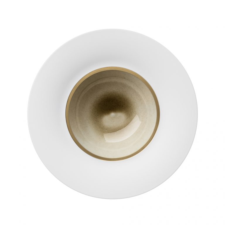 Hering Berlin Silent Brass Gold Rim Soup Bowl