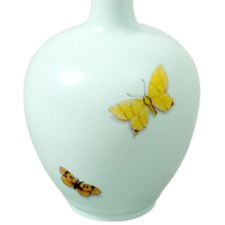 Nymphenburg Butterfly Budvase Celadon Detail View Nymphenburg Butterfly Budvase Celadon Detail View