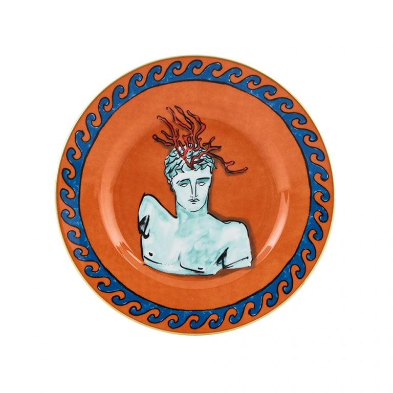 RG_Nettuno_RockOrange_DessertPlate1000x1000 Richard Ginori Il Viaggio di Nettuno Dessert Plate Rock Orange Luke Edward Hall