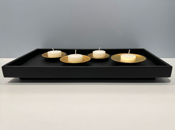 Terracotta Gold Mini Plates on Tray with Tea Lights