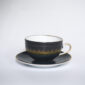 Marie Daage Aloe Teacup and Saucer in Black, Gold and Green