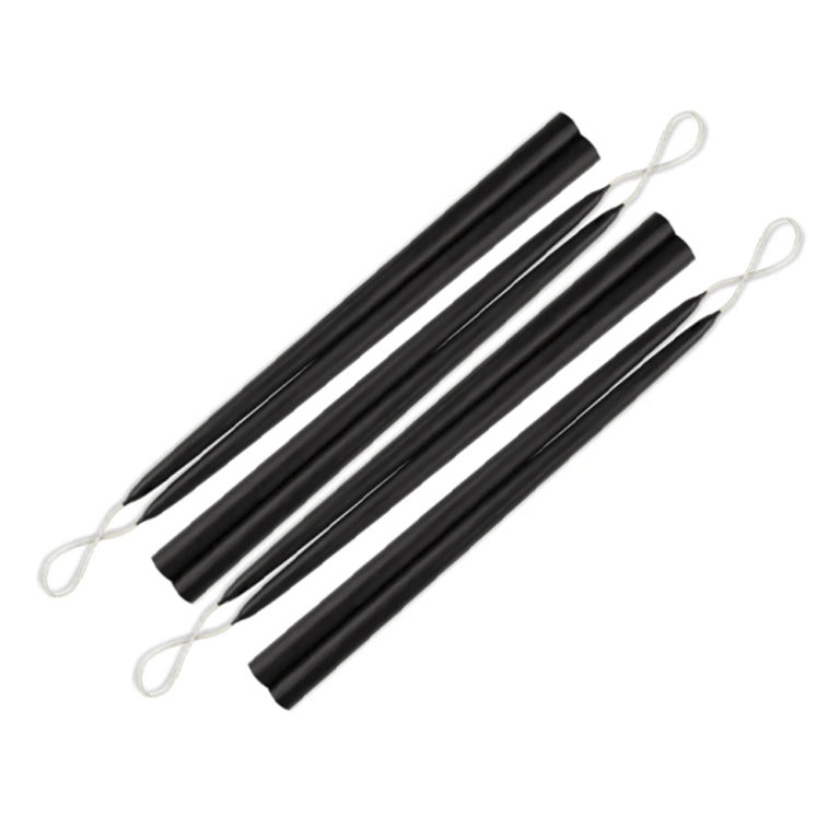 Black Taper Candles 12" Thin - Box of 8
