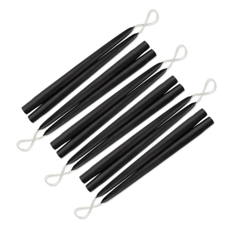 Black Taper Candles 12" - Box of 12