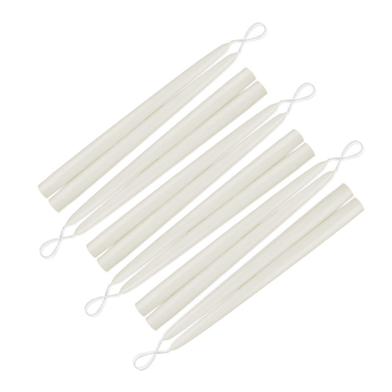 White Taper Candles 12" - Box of 12