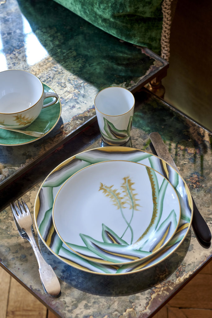 Marie Daage Verdure Place Setting in Green and Gold