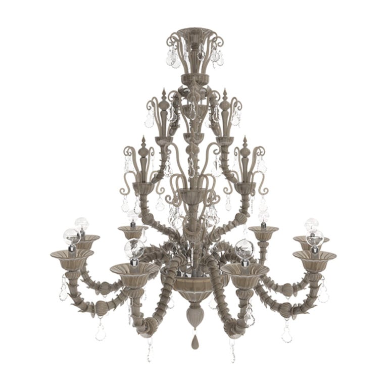 Venini Diamantei 9-Light Chandelier Satin Grey Venini Diamantei 9-Light Chandelier Satin Grey