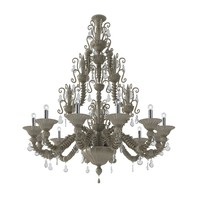 Venini Diamantei 12-Light Chandelier Satin Grey Venini Diamantei 12-Light Chandelier Satin Grey