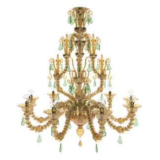 Venini Diamantei 9-Light Chandelier Amber