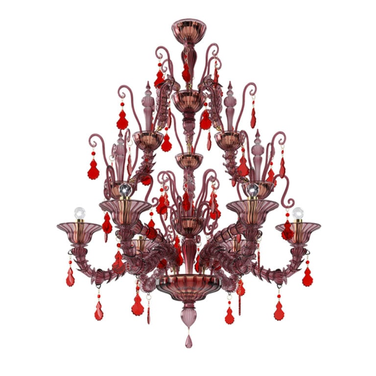 Venini Diamantei 6-Light Chandelier Amethyst Venini Diamantei 6-Light Chandelier Amethyst