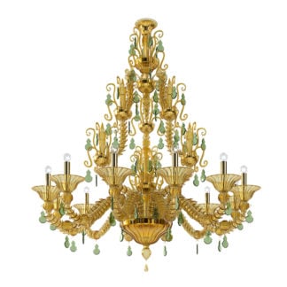 Venini Diamantei 12-Light Chandelier Amber