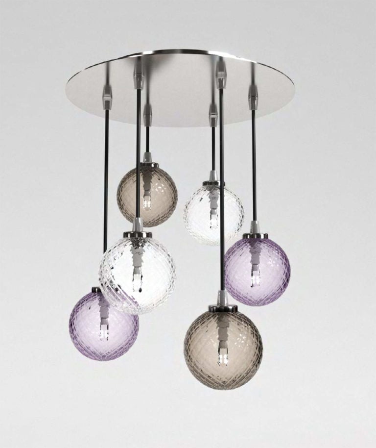 Venini Balloton Pendant Light Cluster Indigo and Grey Mood Venini Balloton Pendant Light Cluster Indigo and Grey Mood
