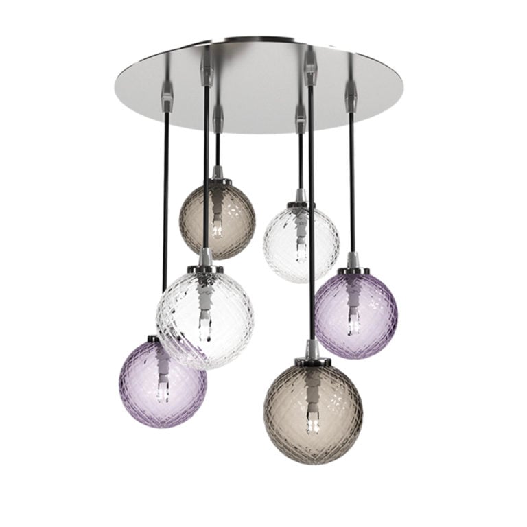 Venini Balloton Pendant Light Cluster Indigo and Grey Venini Balloton Pendant Light Cluster Indigo and Grey
