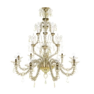 Venini Diamantei 9-Light Chandelier Gold Leaf Crystal