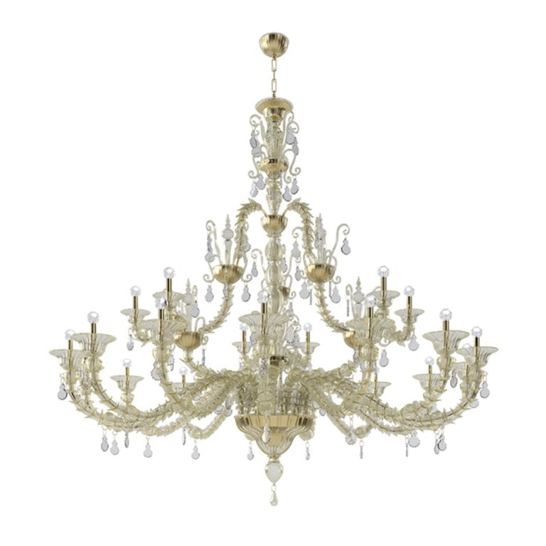 Venini Diamantei 12-Light Chandelier Gold Leaf Crystal Venini Diamantei 12-Light Chandelier Gold Leaf Crystal