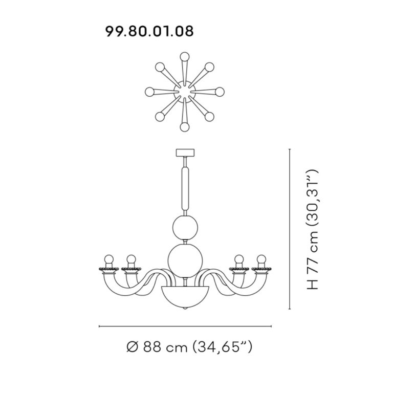 Venini Gio Ponti 8-Light Chandelier Multicolor Scale Venini Gio Ponti 8-Light Chandelier Multicolor Scale