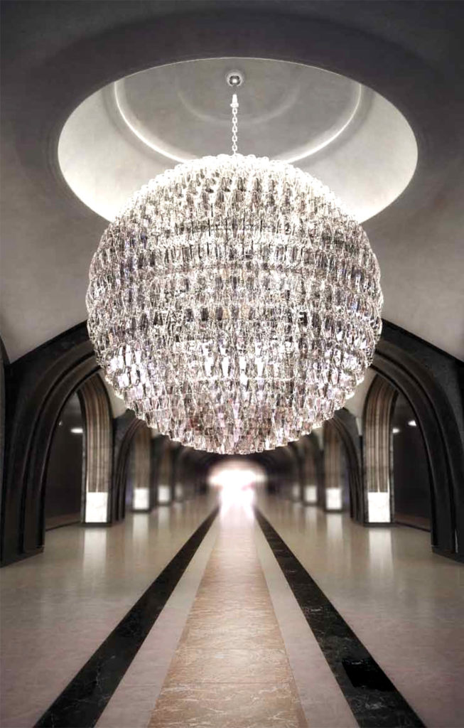 Venini Poliedri Sfera Chandelier Small Mood 2