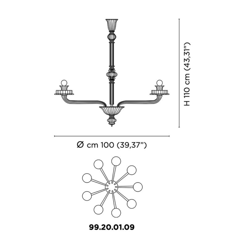Venini Porpora 9-Light Chandelier Scale Venini Porpora 9-Light Chandelier Scale