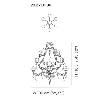 Venini Diamantei 6-Light Chandelier Satin Grey Scale